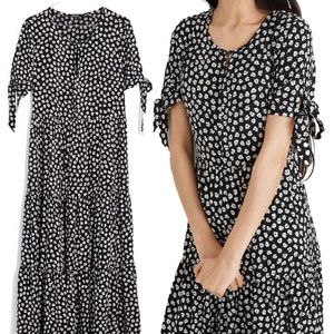 NWT Tie Sleeve Tiered Midi Dress